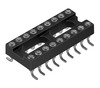   									DIL 16 SMD M 									SMD socket for DIL-IC contacts will adjust to the solder paste which possibly is not equally allocated...
. 								