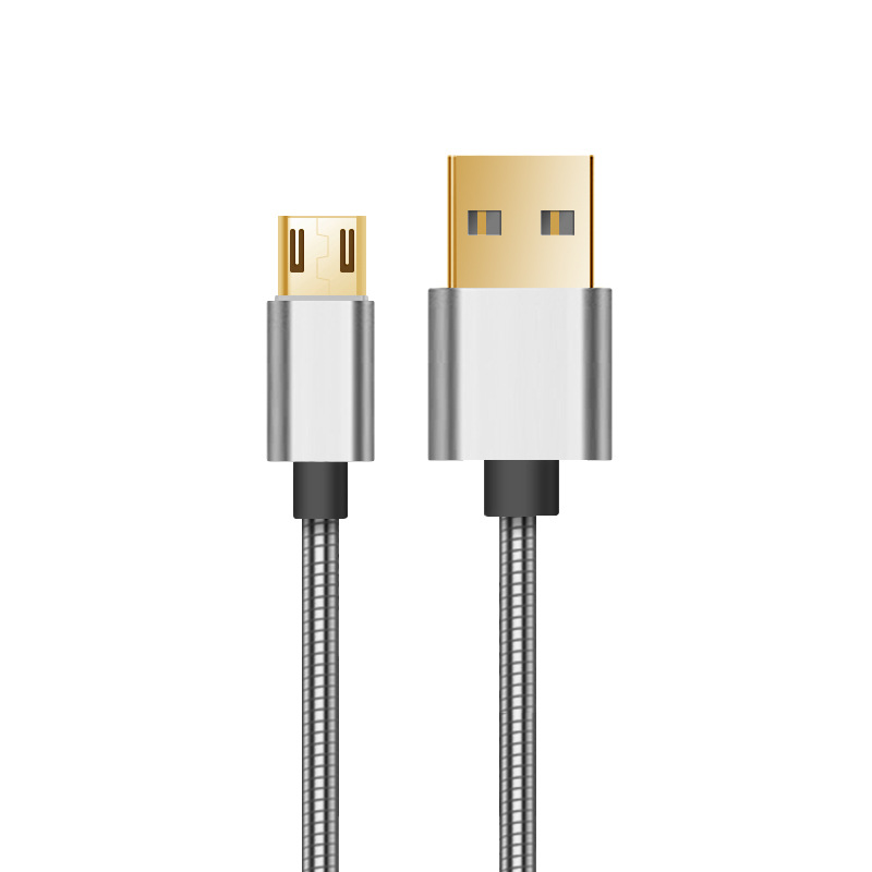 Metal stainless steel spring micro USB cable