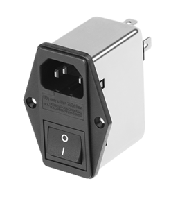 Power entry module filters with  inlet socket , fuse holder and power rocker switch / With left &  right ear.  